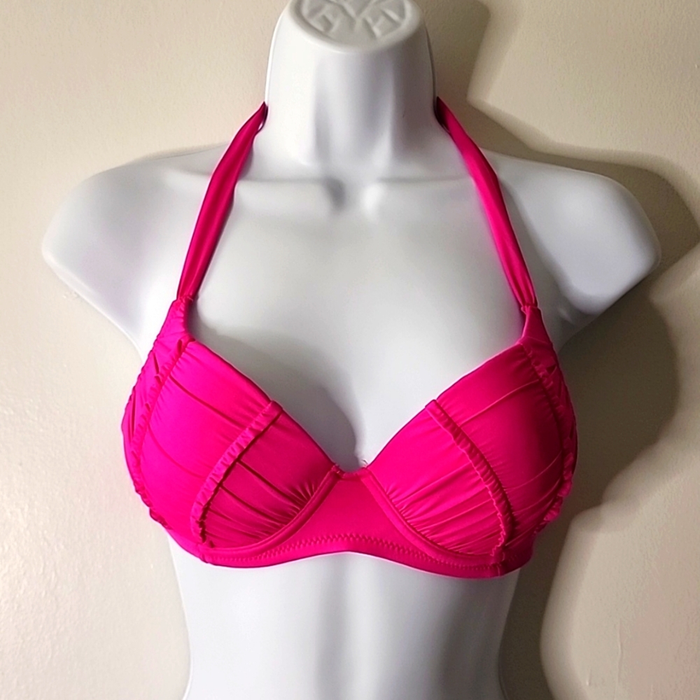 NWT Betsey Johnson hot pink swimsuit 2 PC, bikini, size small